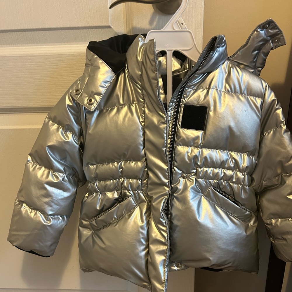 Givenchy Toddler boys silver metallic hooded puffer jacket
